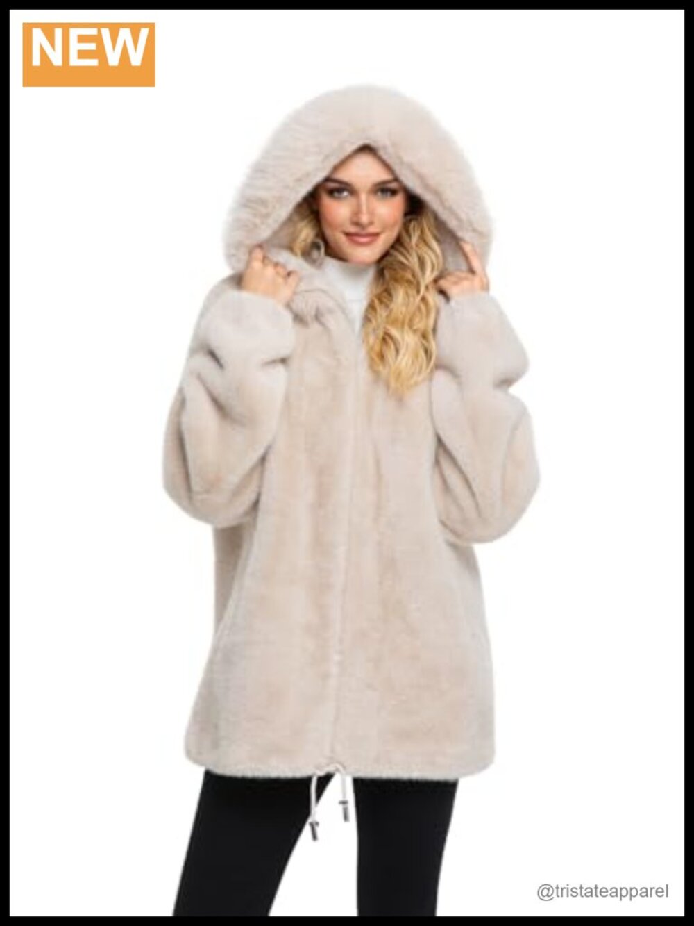 Women's Faux Fur Hooded Coat Zip Front Winter Jacket